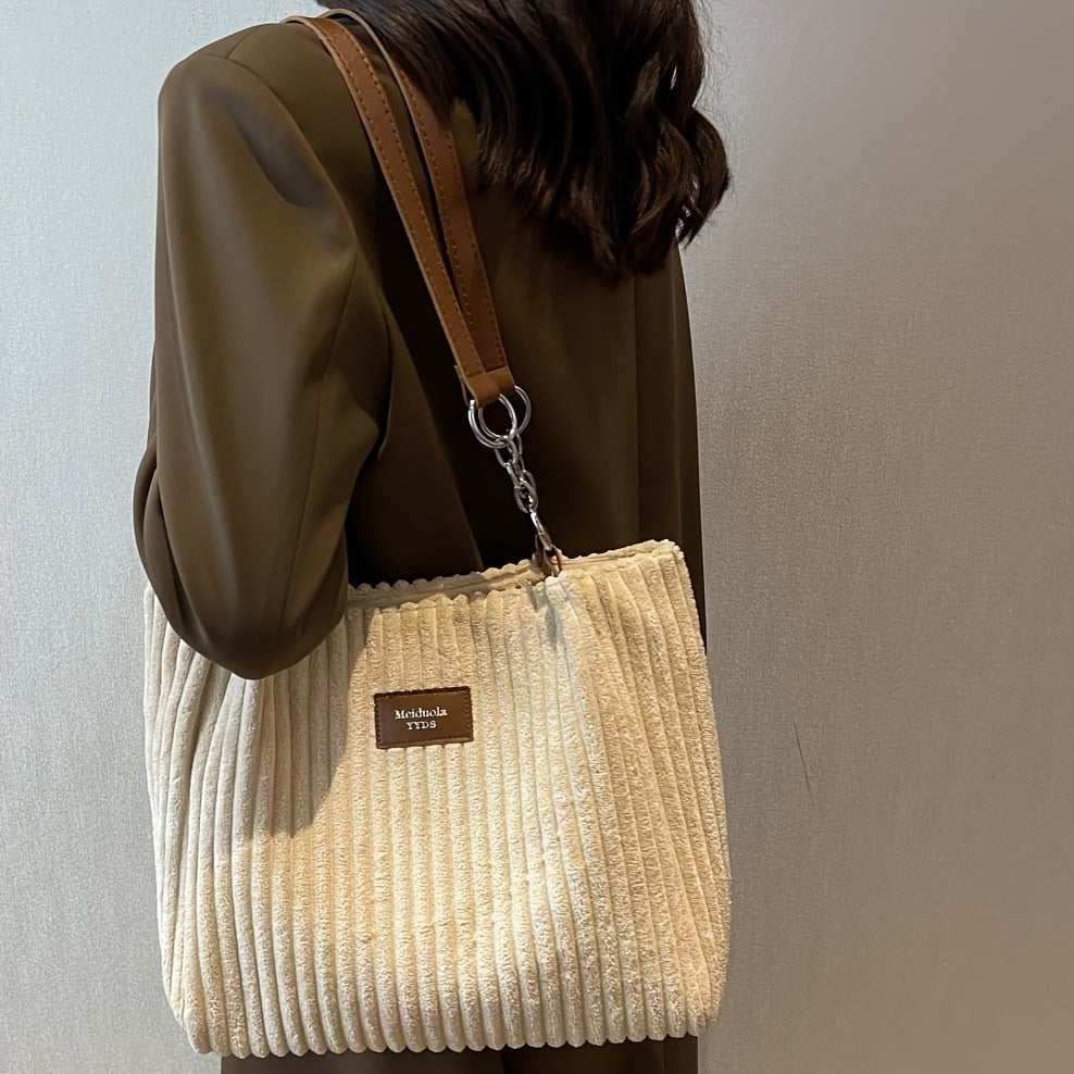 Corduroy Shoulder Bag - Versatile and Stylish