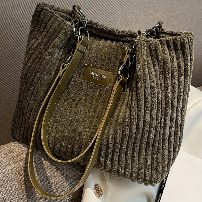 Corduroy Shoulder Bag - Versatile and Stylish