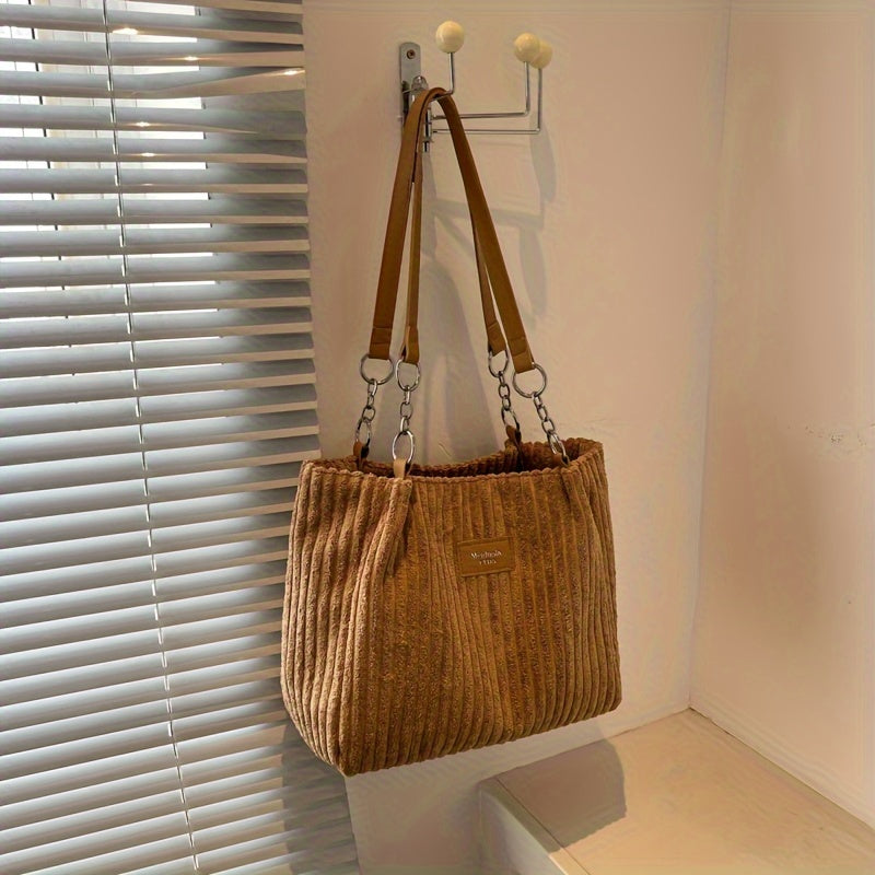 Corduroy Shoulder Bag - Versatile and Stylish