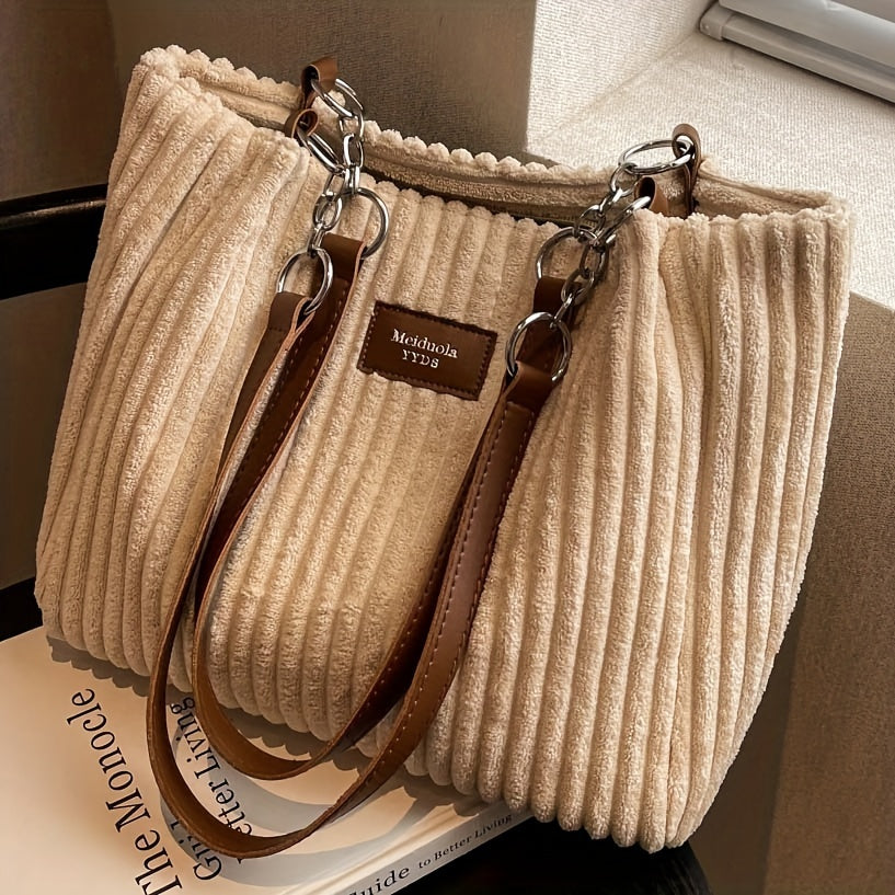 Corduroy Shoulder Bag - Versatile and Stylish