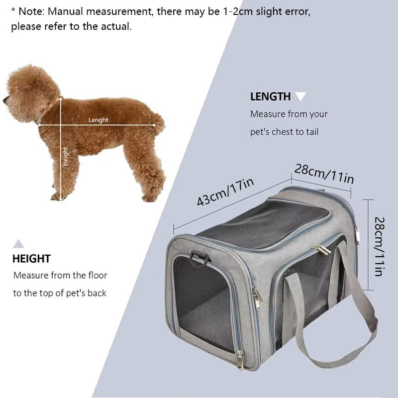 Dog Carrier Bag Soft Side Backpack Cat Pet Carriers Dog Travel Bags Airline Approved Transport For Small Dogs Cats Outgoing