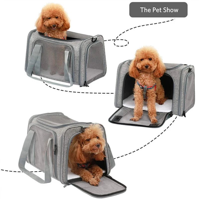 Dog Carrier Bag Soft Side Backpack Cat Pet Carriers Dog Travel Bags Airline Approved Transport For Small Dogs Cats Outgoing