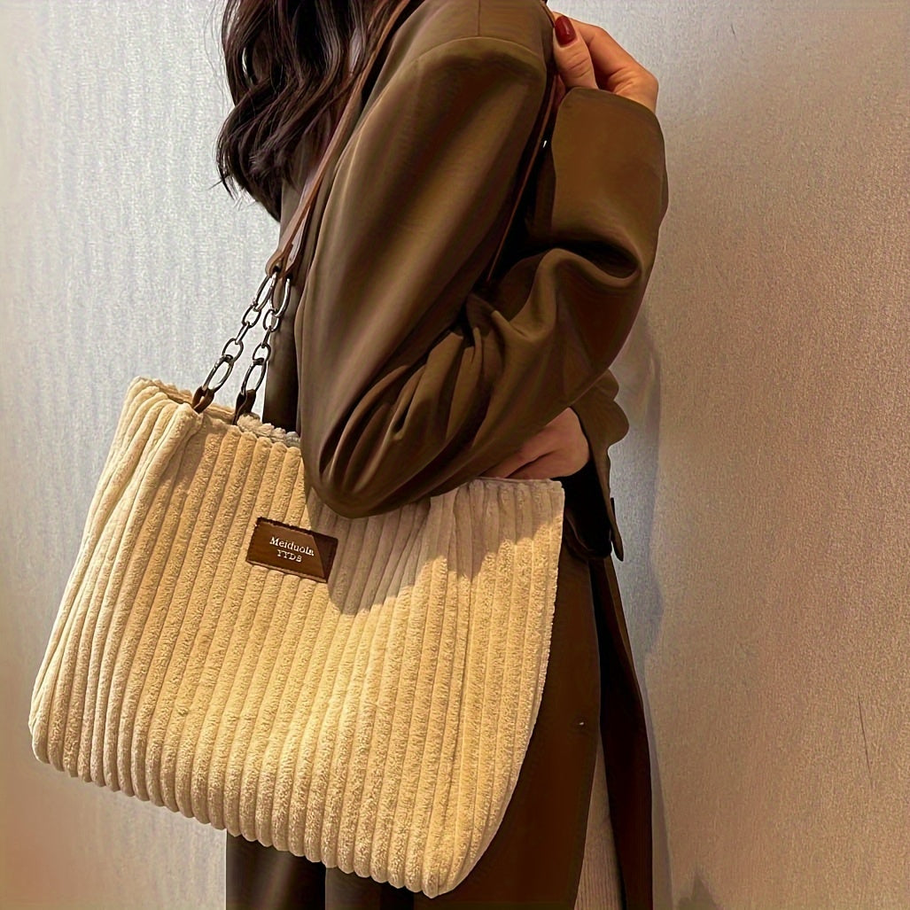 Corduroy Shoulder Bag - Versatile and Stylish